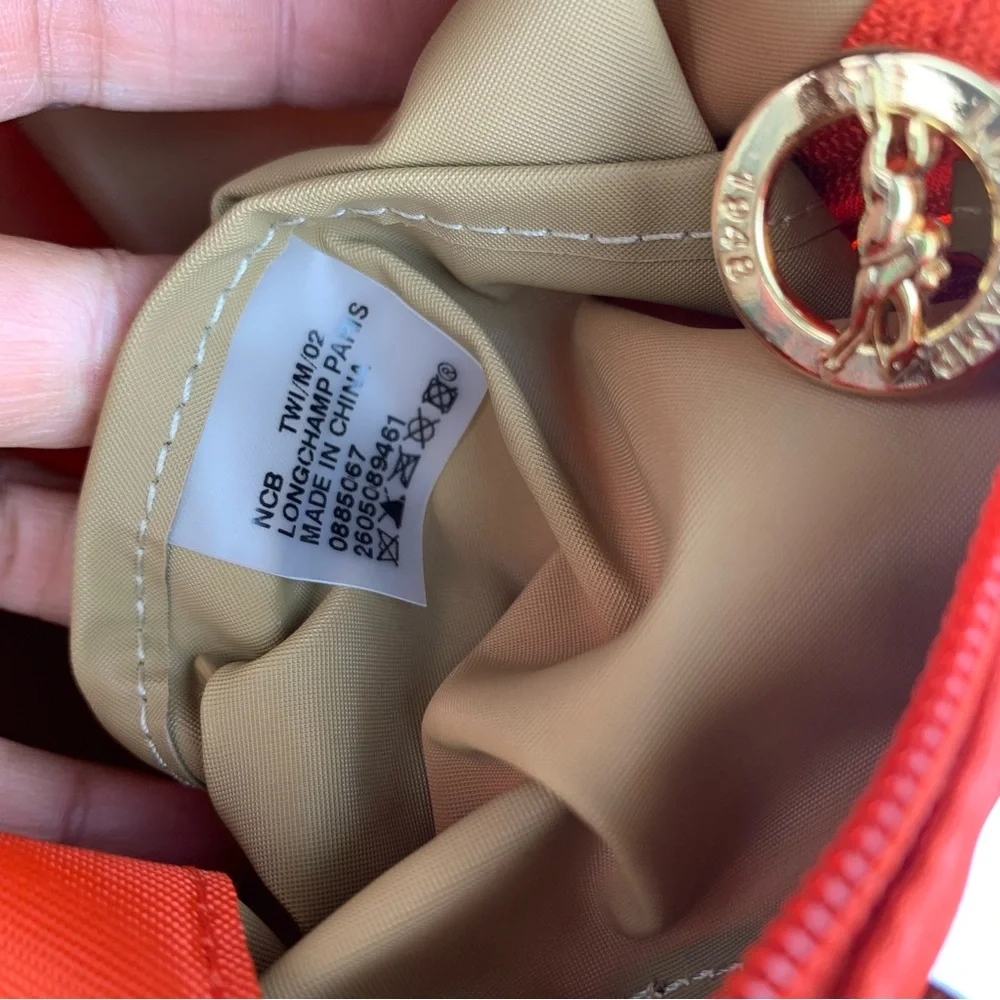 Longchamp Orange Nylon & Brown Leather Tote - Picture 16 of 16